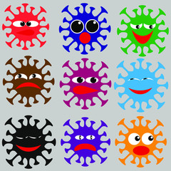 virus different expression and color vector