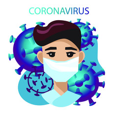 poster set coronavirus, pandemic, health prevention, medicine, people in medical mask, biological hazard