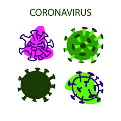 poster set coronavirus, pandemic, health prevention, medicine, medical mask, biological hazard