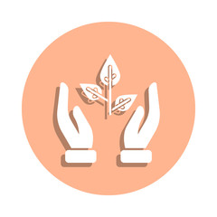 Hands, leaf, protect badge icon. Simple glyph, flat vector of ecology icons for ui and ux, website or mobile application