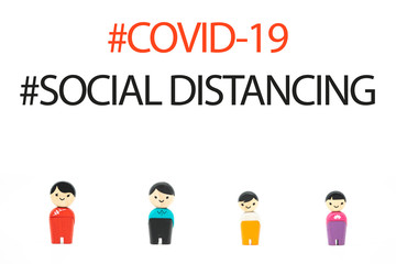 Covid-19 Coronavirus symptom pandemic.Keep social distancing.Asian family father mother kids.infection control Preventive measures.Steps to protect yourself. Keep the 2 meter distance.