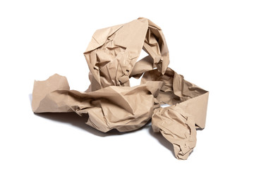 Torn piece of packing paper on white background with shadows