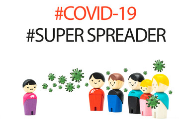 Covid-19 Coronavirus symptom pandemic.Keep social distancing.Asian family father mother kids.infection control Preventive measures.Steps to protect yourself. Keep the 2 meter distance.