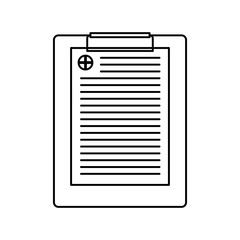 Line icon of clipboard isolated on white background. Minimalistic design element. Vector illustration.