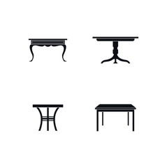 Set of isolated icon simple tables vector. household furniture design illustration