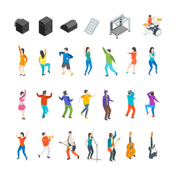 Music Festival Concept Icons 3d Isometric View. Vector