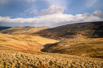 The Cheviot Hills from the Pennine Way, at Brownhart Law, a summit on the line of the Scottish - English Border in the Cheviot Hills