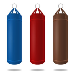 Realistic 3d Detailed Punching Bag Set. Vector