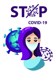 poster set coronavirus, pandemic, health prevention, medicine, people in medical mask, biological hazard