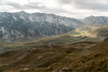 Breathtaking landscape of mountain ranges. Majestic stone hills. Background
