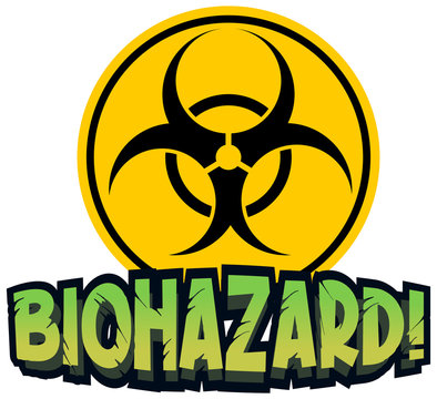 Font design for word biohazard and yellow sign