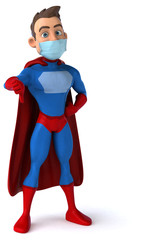 3D illustration of a cartoon character with a mask