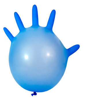 Inflated Latex Or Non Latex Surgical Glove. Isolated. Add A Face For Fun.