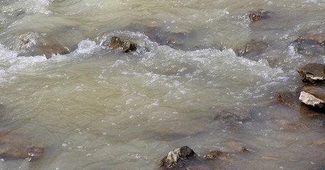 A close view of the flowing water surface of the creek.