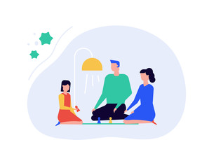 Family staying at home - flat design style illustration