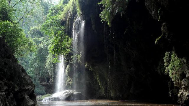 Tee lor lay  waterfall beautiful cataract falls in rainforest. Thailand in the tropical jungle, Umphang, Tak Province, Thailand