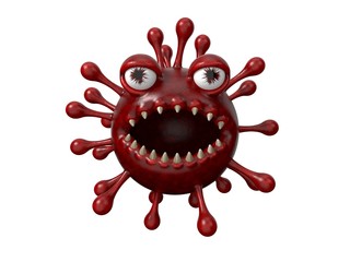 red corona virus monster. 3d illustration