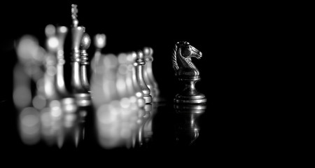 Pieces on chess board for playing game and strategy