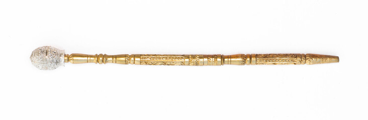 golden magic wand on a white background