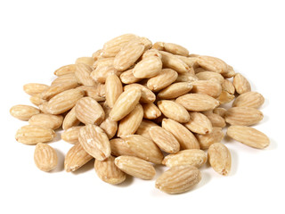 Peeled Almonds isolated on white Background