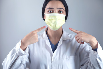 woman doctor face medical mask