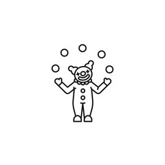 Clown juggling with balls vector line icon