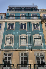 typical facade of the streets of Lisbon, Portugal.