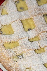 Italian Delicious Pie With Ricotta Cheese and Chocolate Drops In and Icing Sugar