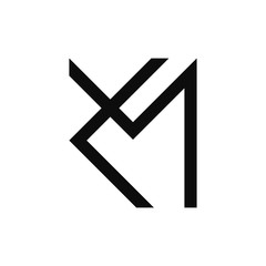 Minimalist letter KM logo template