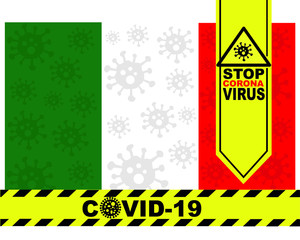 Coronavirus COVID-19 outbreak in Italy. Italy flag. Banner, vector, eps