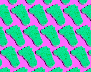 Bath washing sponge beauty pattern on pink background