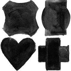 Ink geometric shape. Brush paint strokes. Texture brushes and modern grunge brush lines. Ink brush artistic design element for frame design. Isolated element.