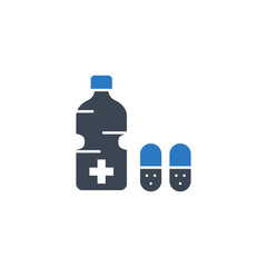 Medical Bottle related vector glyph icon.
