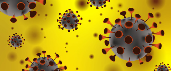3D illustration of Corona Virus cells. Illustration showing the structure of the epidemic virus. Background with realistic 3d virus cells.