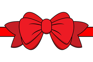  Red bow for celebration christmas and birthday, flat design isolated on white background,bow  for business and design. Design elements