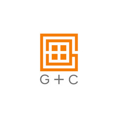 abstract letter gc square window geometric line logo vector