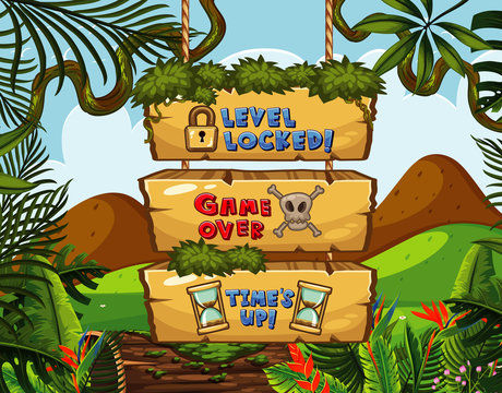 Game screen template with jungle theme