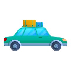 Caravan car trip icon. Cartoon of caravan car trip vector icon for web design isolated on white background