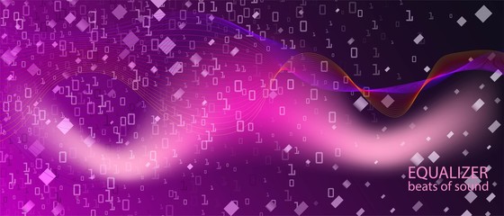 Big Data Sales Vector Wallpaper. Fractal Liquid Data Punk Futuristic Slide. Neon Tech Abstract Trendy Layout. Purple Pink Blue 