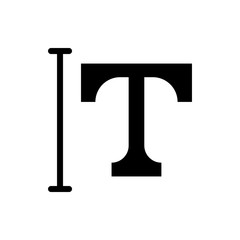 Text Tool Vector Colour With Glyph Icon Illustration