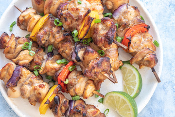 Homemade Chicken Shish Kebabs with Peppers and Onions