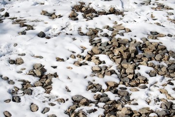 Stones and snow. Background for calendar, presentations, flyers