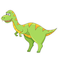 Fototapeta premium Cute childish cartoon colorful dinosaur dino blue green orange yellow pink coral girl boy funny isolated on white background