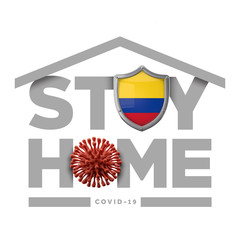 Colombia coronavirus outbreak stay home message. 3D Rendering