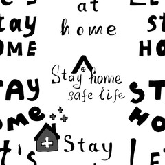seamless background with the words stay home