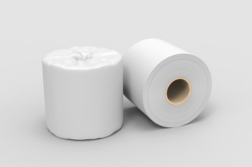 Blank Soft Toilet Paper Roll For Branding, 3d render illustration.