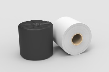 Blank Soft Toilet Paper Roll For Branding, 3d render illustration.