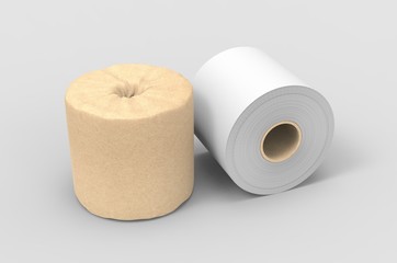 Blank Soft Toilet Paper Roll For Branding, 3d render illustration.