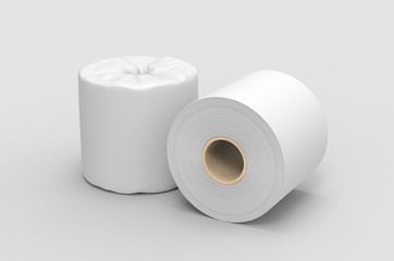 Blank Soft Toilet Paper Roll For Branding, 3d render illustration.