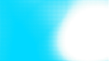 Fototapeta premium Dots halftone white blue color pattern gradient texture with technology digital background. Dots pop art comics with summer background.
